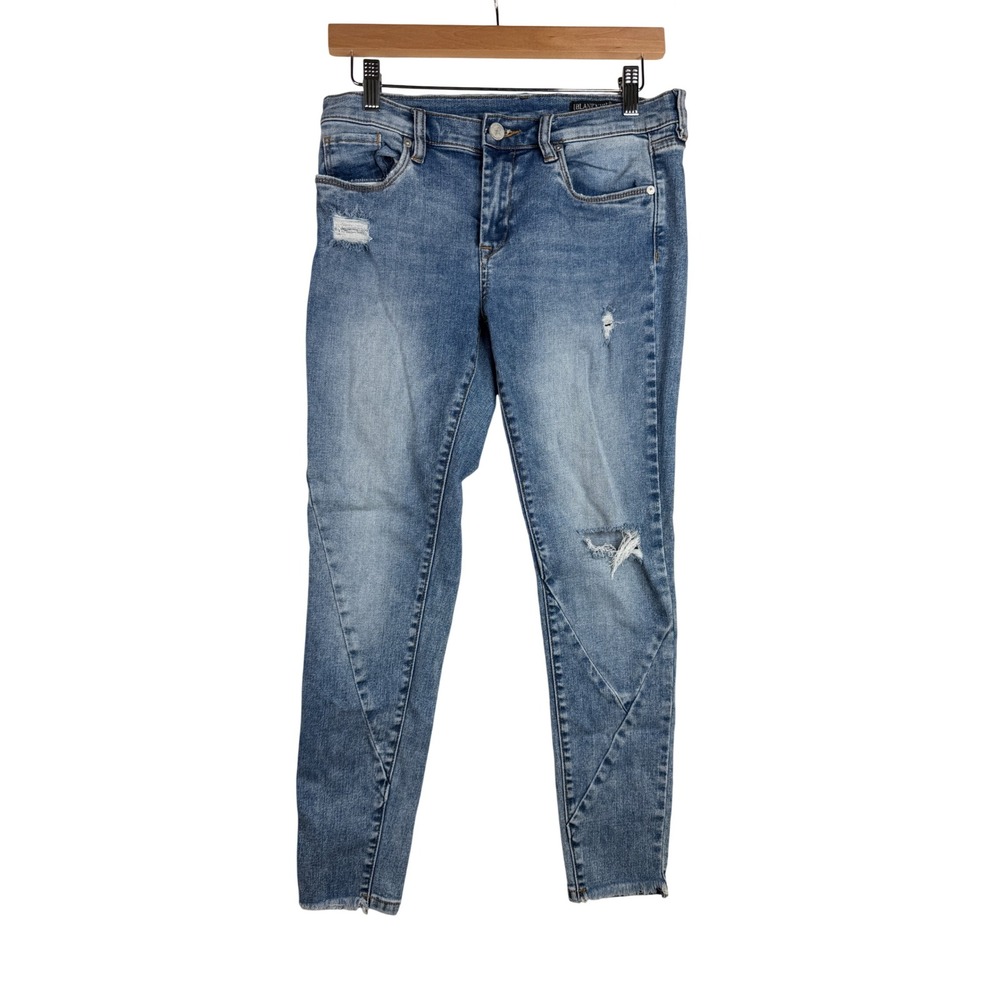 BlankNYC The Reade Skinny Crop Distressed Jeans size 28 Medium Blue Denim